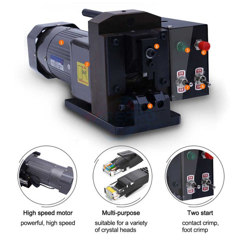 TC-E08 RG11 RG45 cable crimper connector crimping machine - Image 2